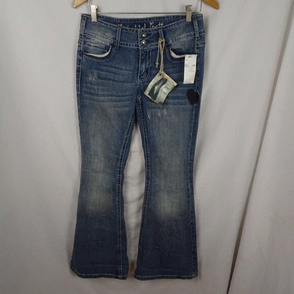 Y2K Vintage Sears Industrial Cotton Fit & Flare Juniors Jeans Size 9 - Picture 1 of 9
